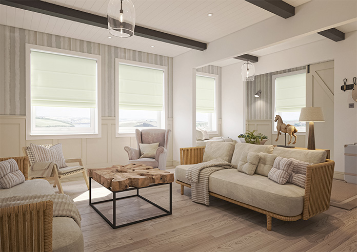 Kyoto Faux Silk, White - Motorised Roman Blind - Image 6